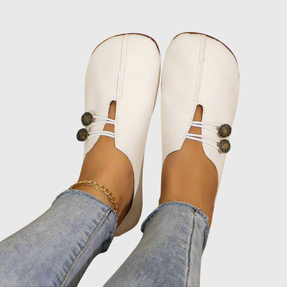 Dam Skor Slip-On Flats Med Dekorativ Knappdetalj 5