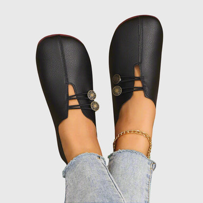 Dam Skor Slip-On Flats Med Dekorativ Knappdetalj 6
