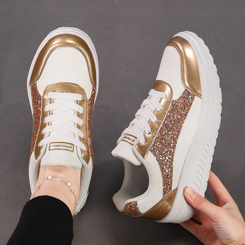 Dam Sneakers Glittrande Design Med Halkfri Sula 1
