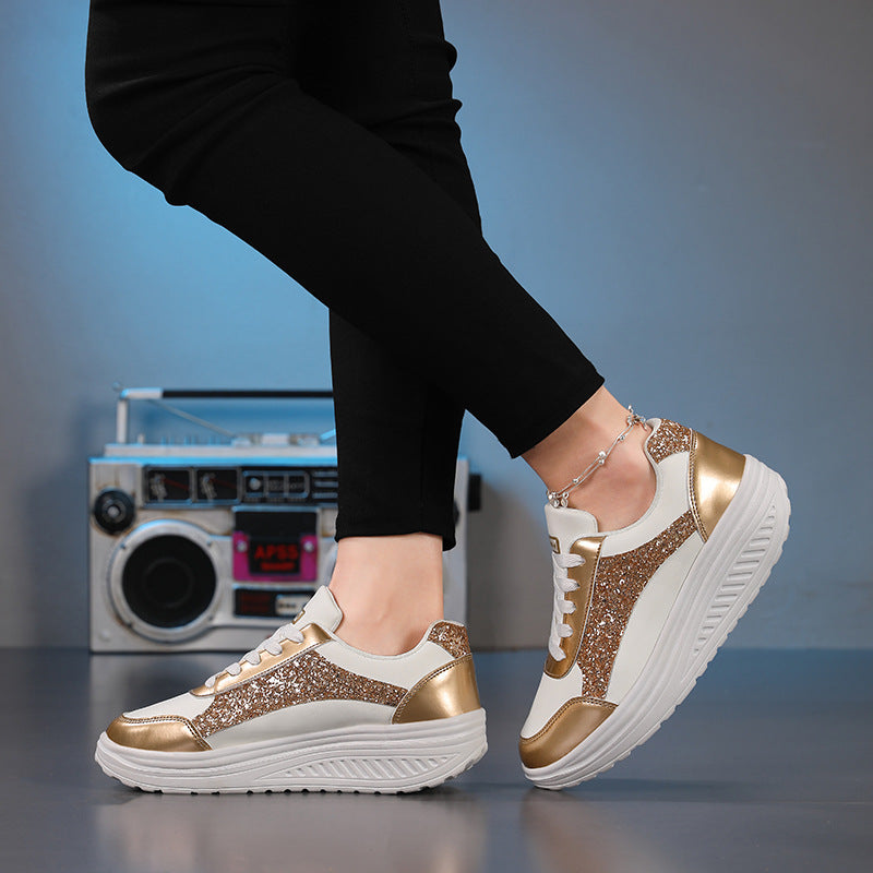 Dam Sneakers Glittrande Design Med Halkfri Sula 2