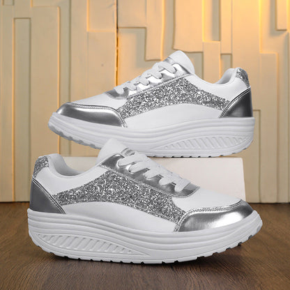 Dam Sneakers Glittrande Design Med Halkfri Sula 3