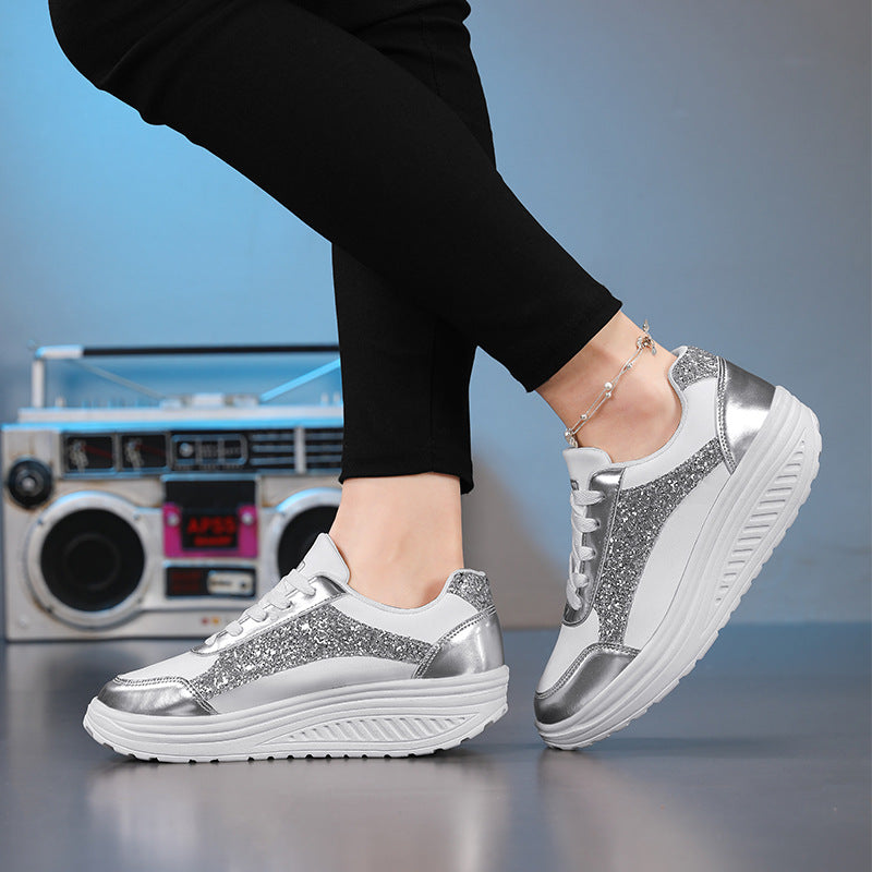 Dam Sneakers Glittrande Design Med Halkfri Sula 4
