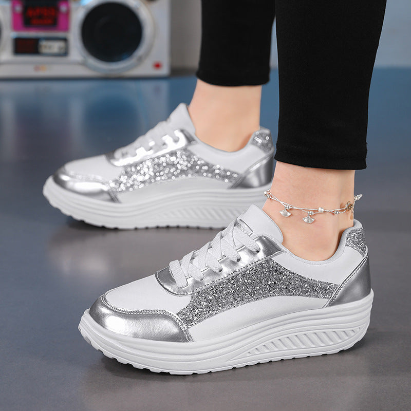 Dam Sneakers Glittrande Design Med Halkfri Sula 5