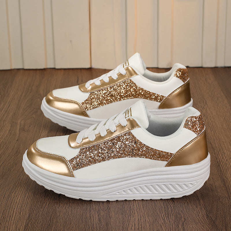 Dam Sneakers Glittrande Design Med Halkfri Sula 6