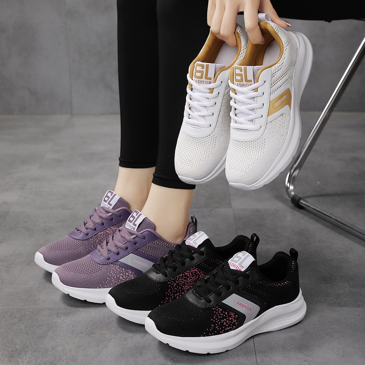 Dam Sneakers Sportig Design med Halkfri Sula 4