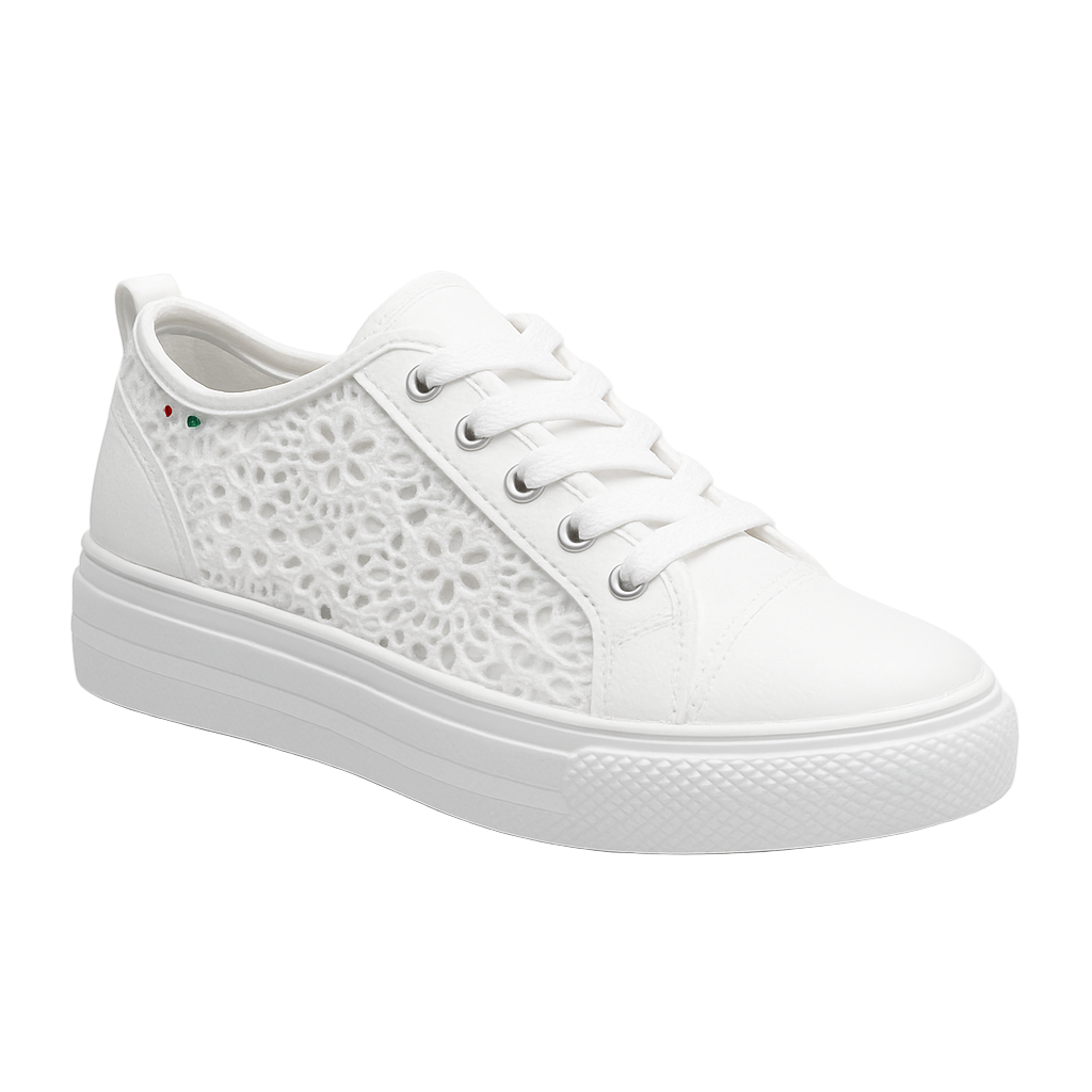 Dam Sneakers Veterslutning Öppen Textur Mjuk Textil 0