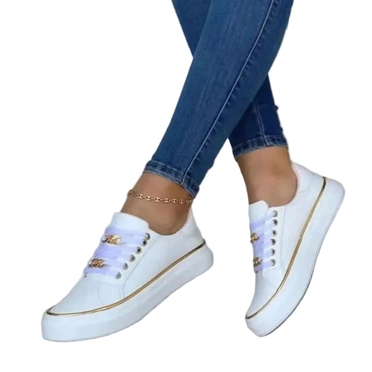 Dam Sneakers med Guldaccent 0