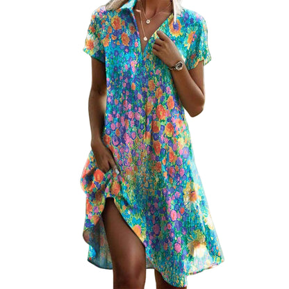 Dam Sommarklänning Boho Chic Med Flödande Siluett 0