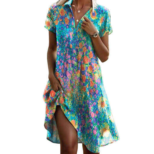 Dam Sommarklänning Boho Chic Med Flödande Siluett 0