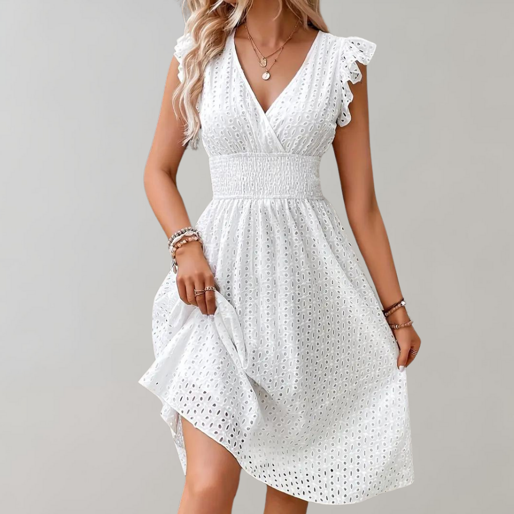 Dam Sommarklänning Minimalistisk Med Volangdetaljer 3
