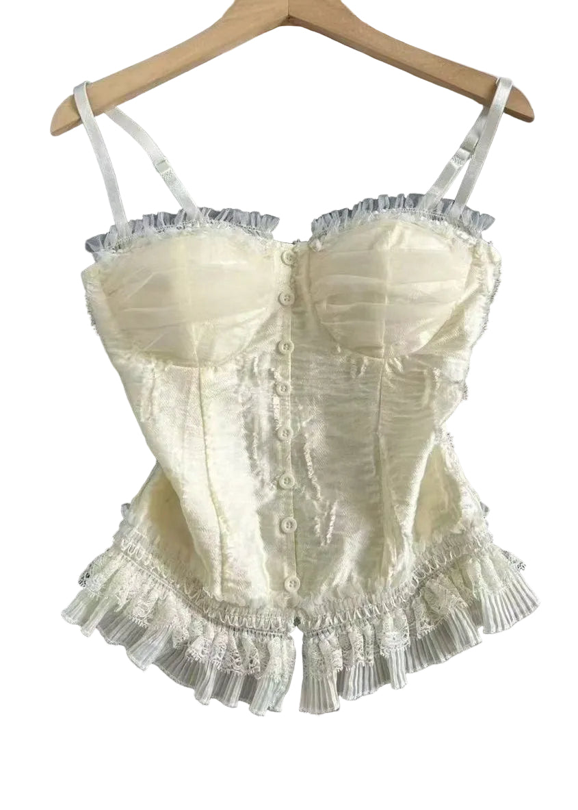 Dam Spaghetti Strap Topp Patchwork Design 0