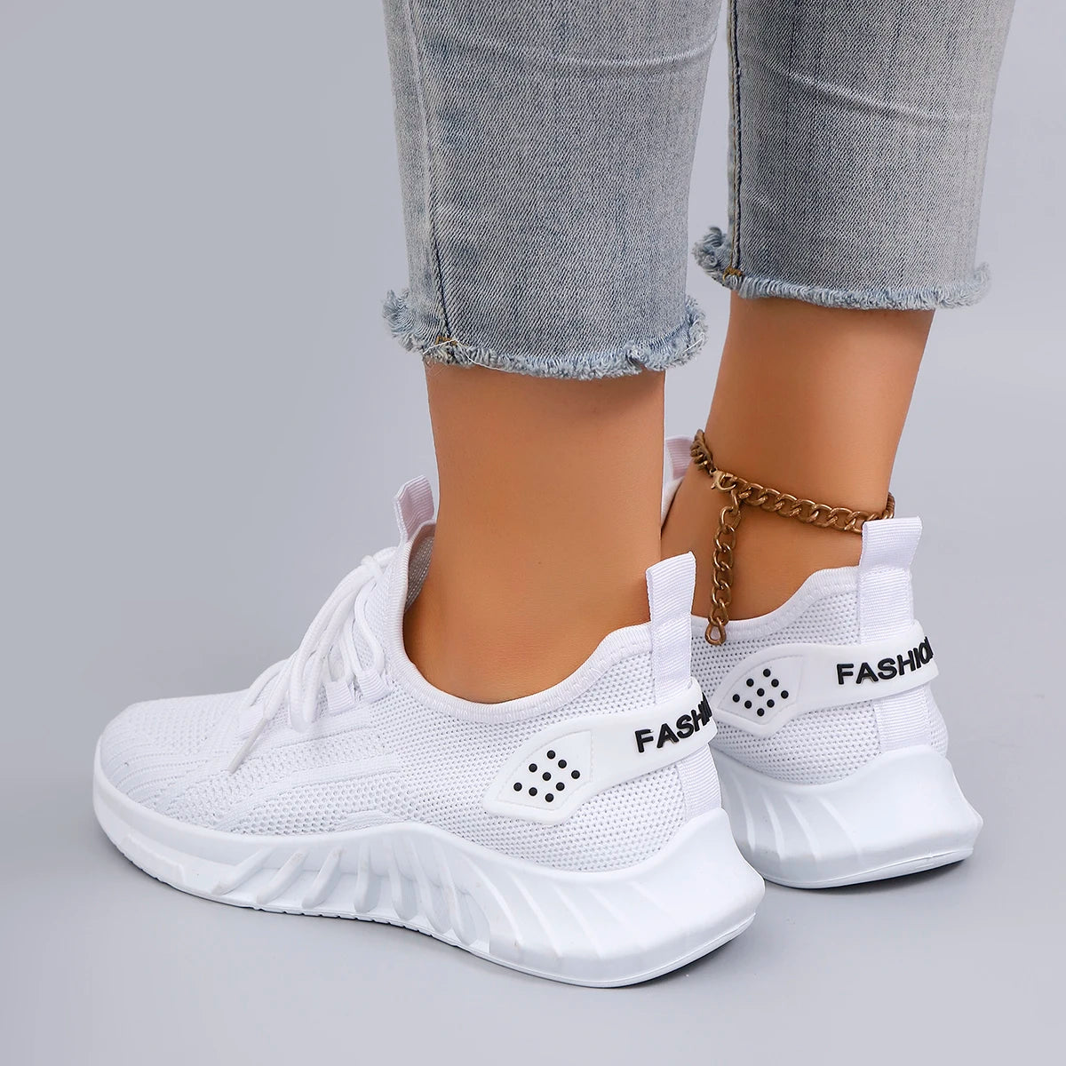 Dam Sportskor Snörning Andningsbar Lättviktig Textil 5