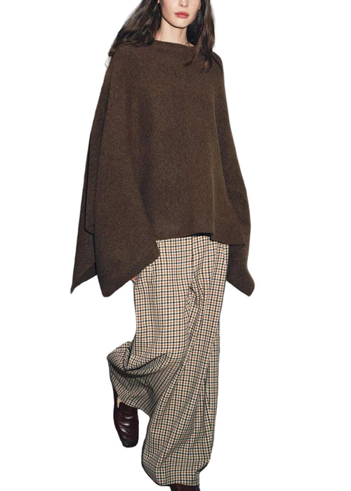 Dam Stickad Oversized Tröja med Kappärm Plus Size 0