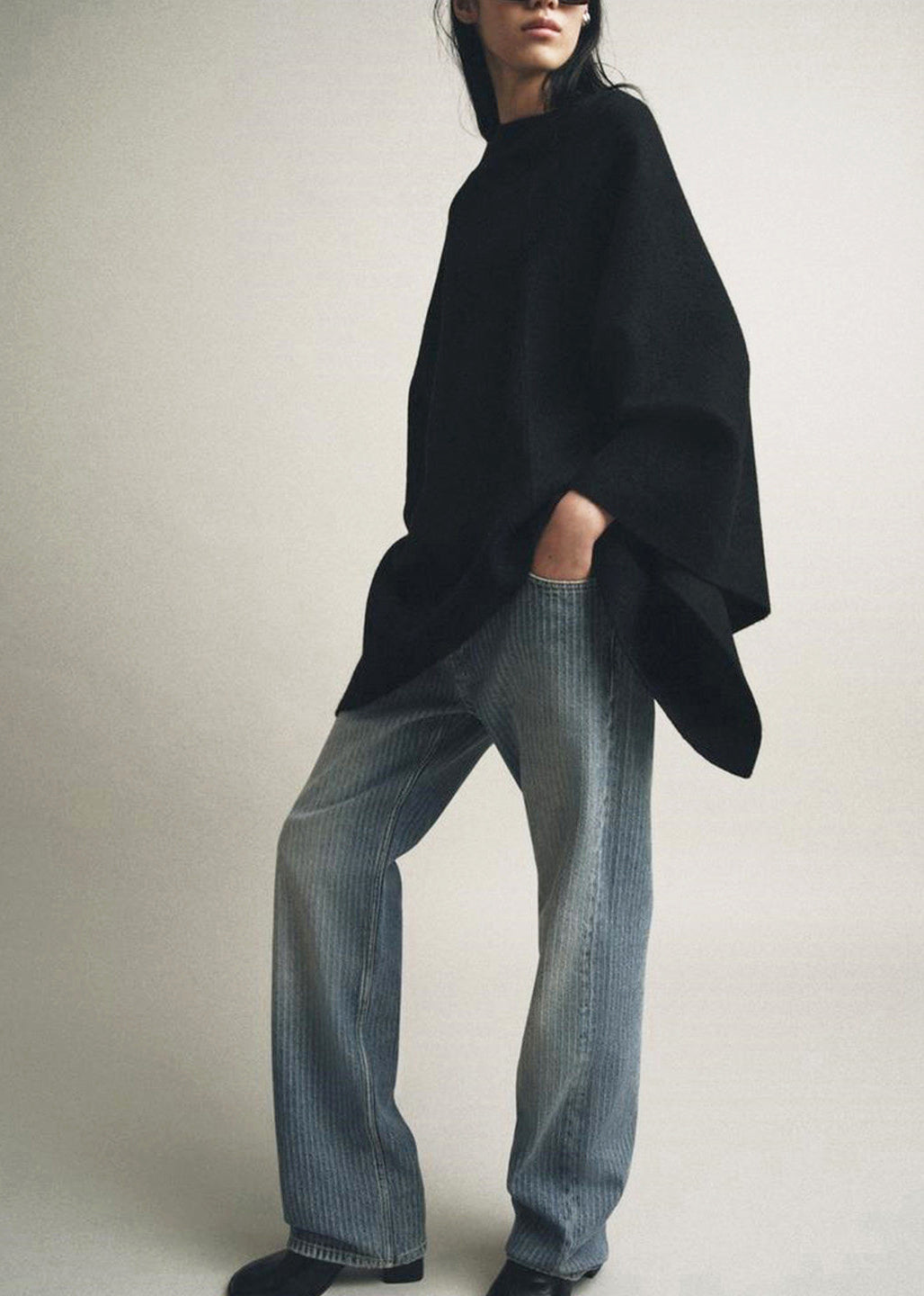 Dam Stickad Oversized Tröja med Kappärm Plus Size 3