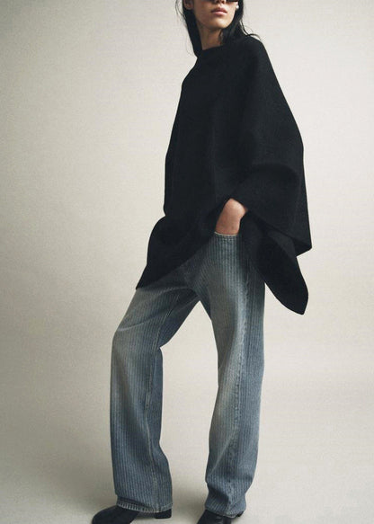 Dam Stickad Oversized Tröja med Kappärm Plus Size 3