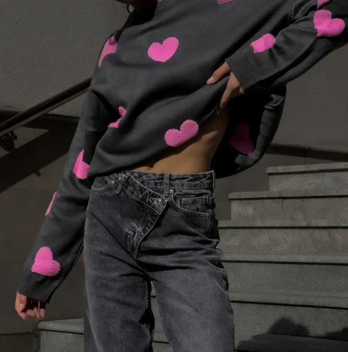 Dam Stickad Tröja Ribbade Detaljer Mjuk Design 6