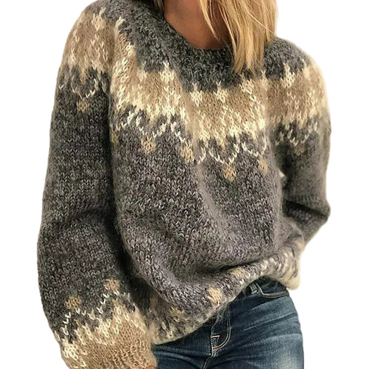 Dam Stickad Tröja Tidlös Design för Höst och Vinter 0