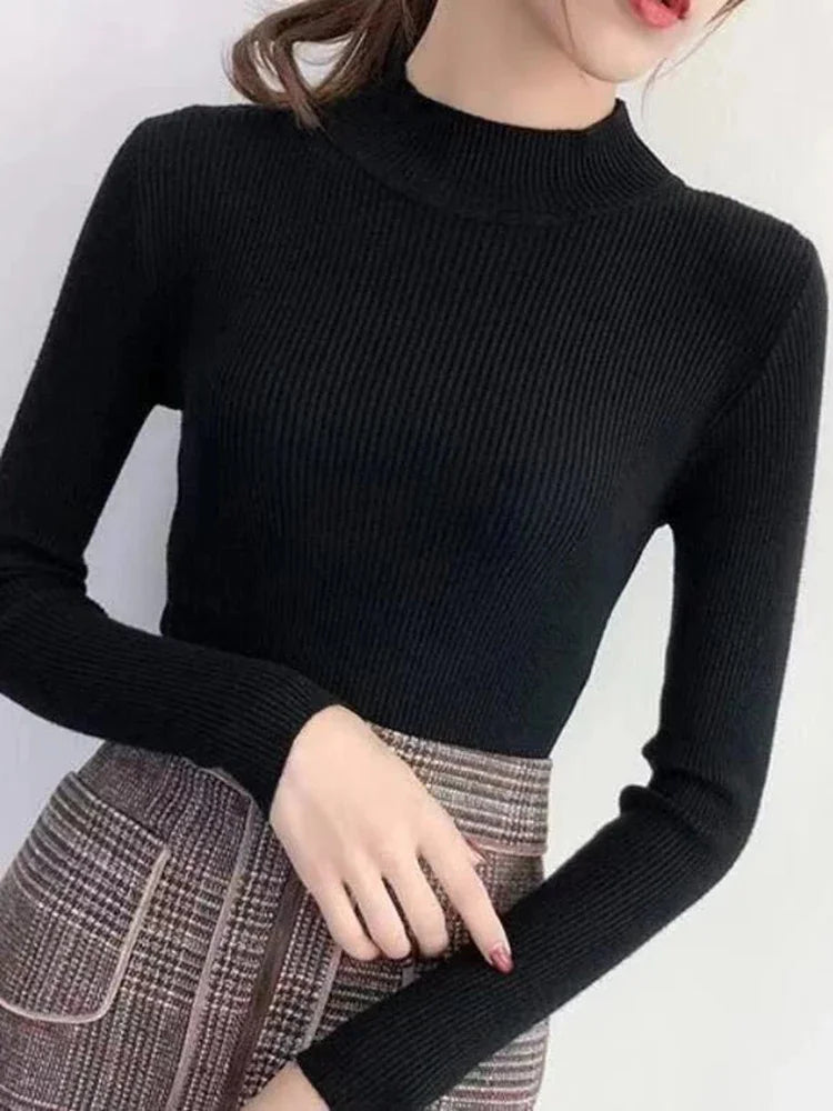 Dam Sweater Mock Neck Vintage Stickad 1