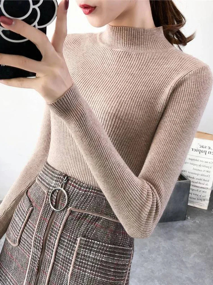 Dam Sweater Mock Neck Vintage Stickad 4