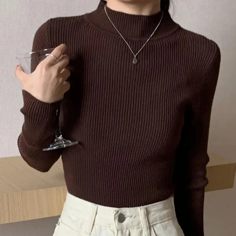 Dam Sweater Mock Neck Vintage Stickad 8