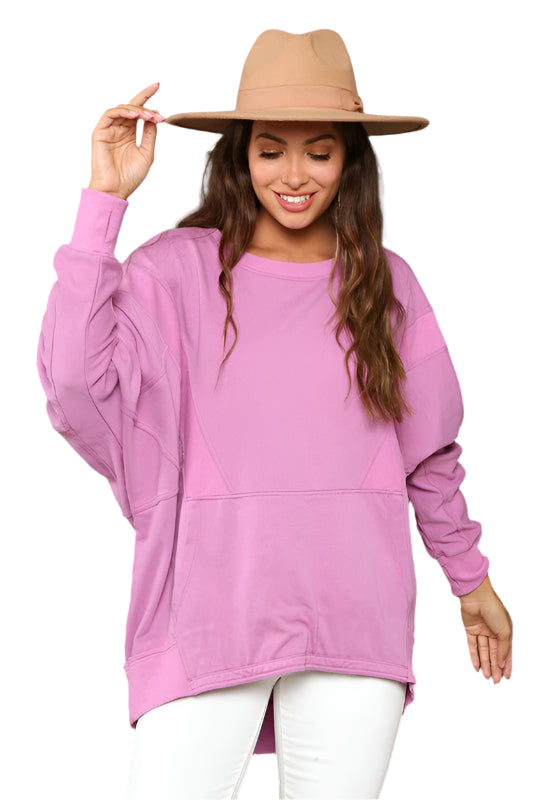 Dam Sweatshirt Kontrast French Terry 0