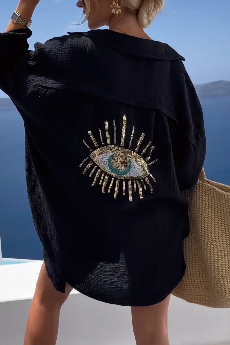 Dam T-shirt Alziend Öga Casual Stil Mjuk Material 4