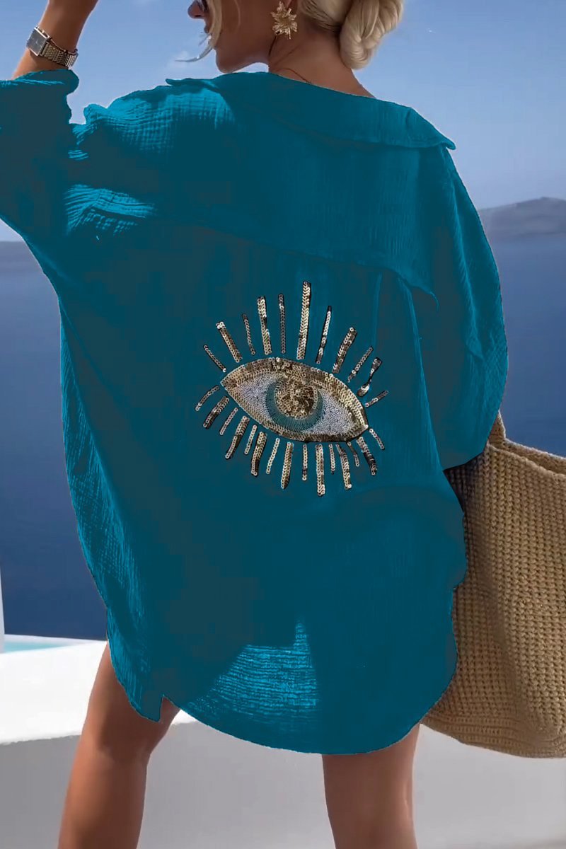 Dam T-shirt Alziend Öga Casual Stil Mjuk Material 9