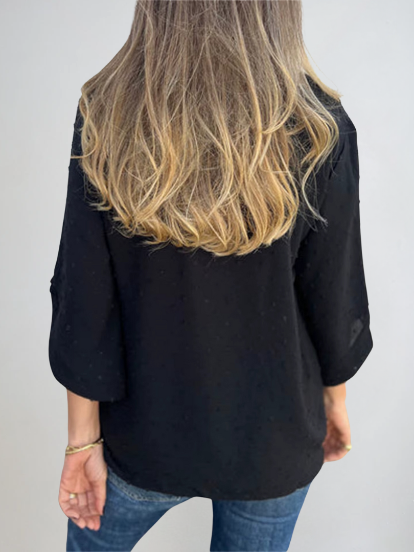 Dam T-shirt Avslappnad Stil Med Knappärmar 3