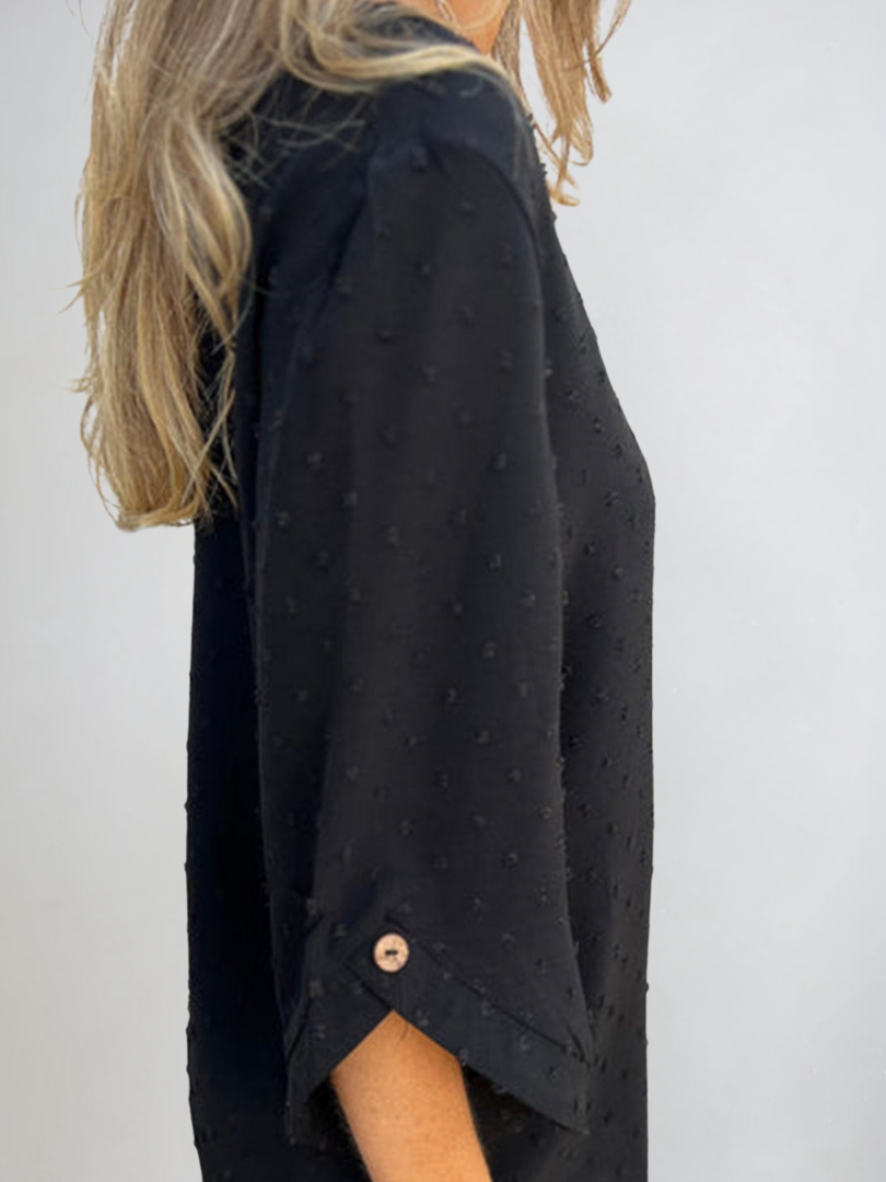 Dam T-shirt Avslappnad Stil Med Knappärmar 6