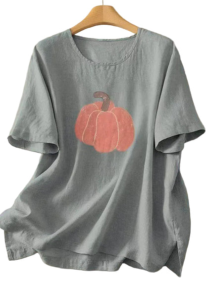 Dam T-shirt Casual med Rund Halsringning 0