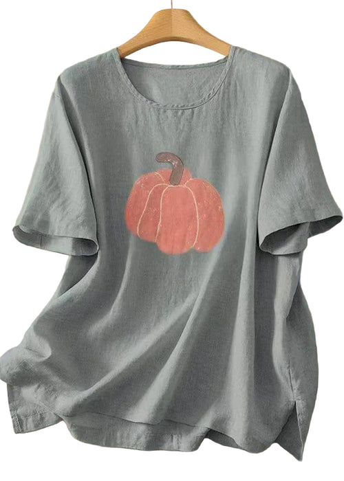 Dam T-shirt Casual med Rund Halsringning 0