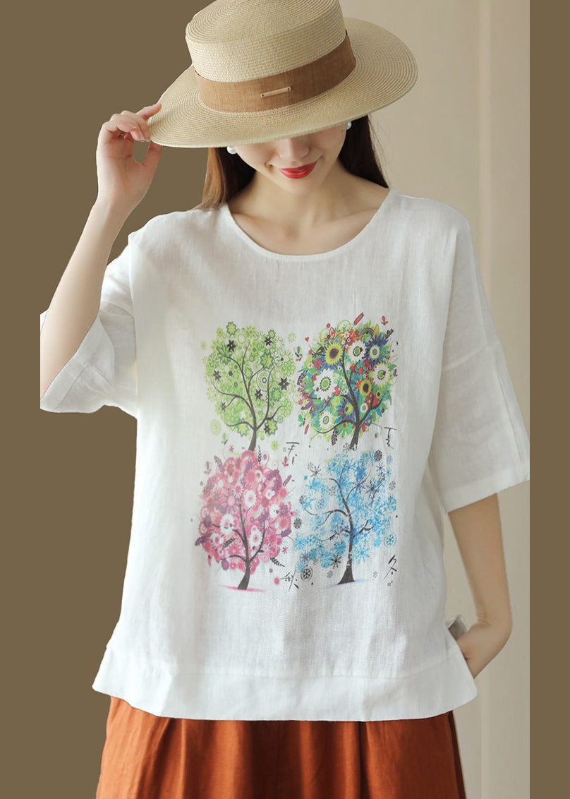 Dam T-shirt O-hals Lös Passform Sommarstil 1