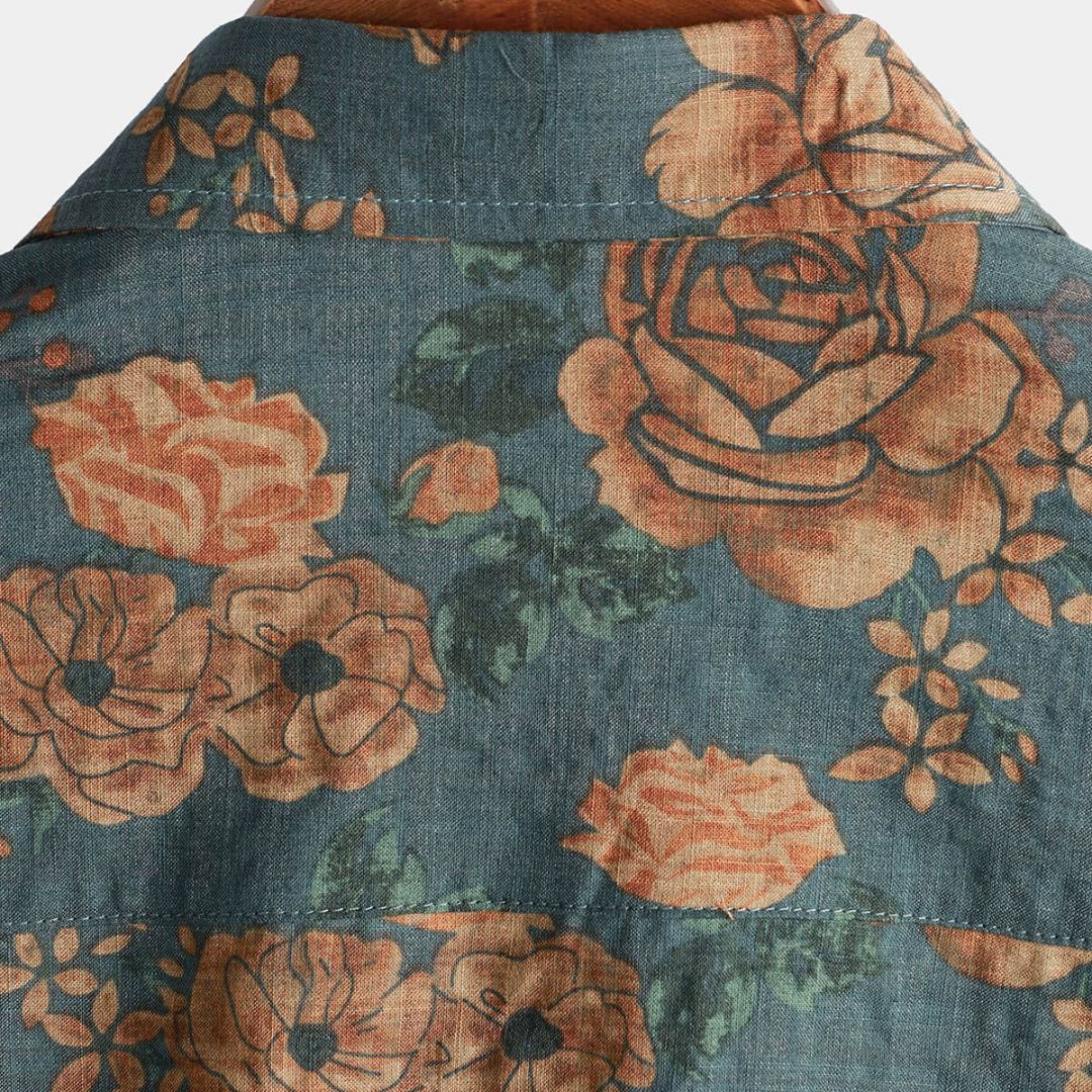 Dam T-shirt Vintage Blommönster Lättviktig 2