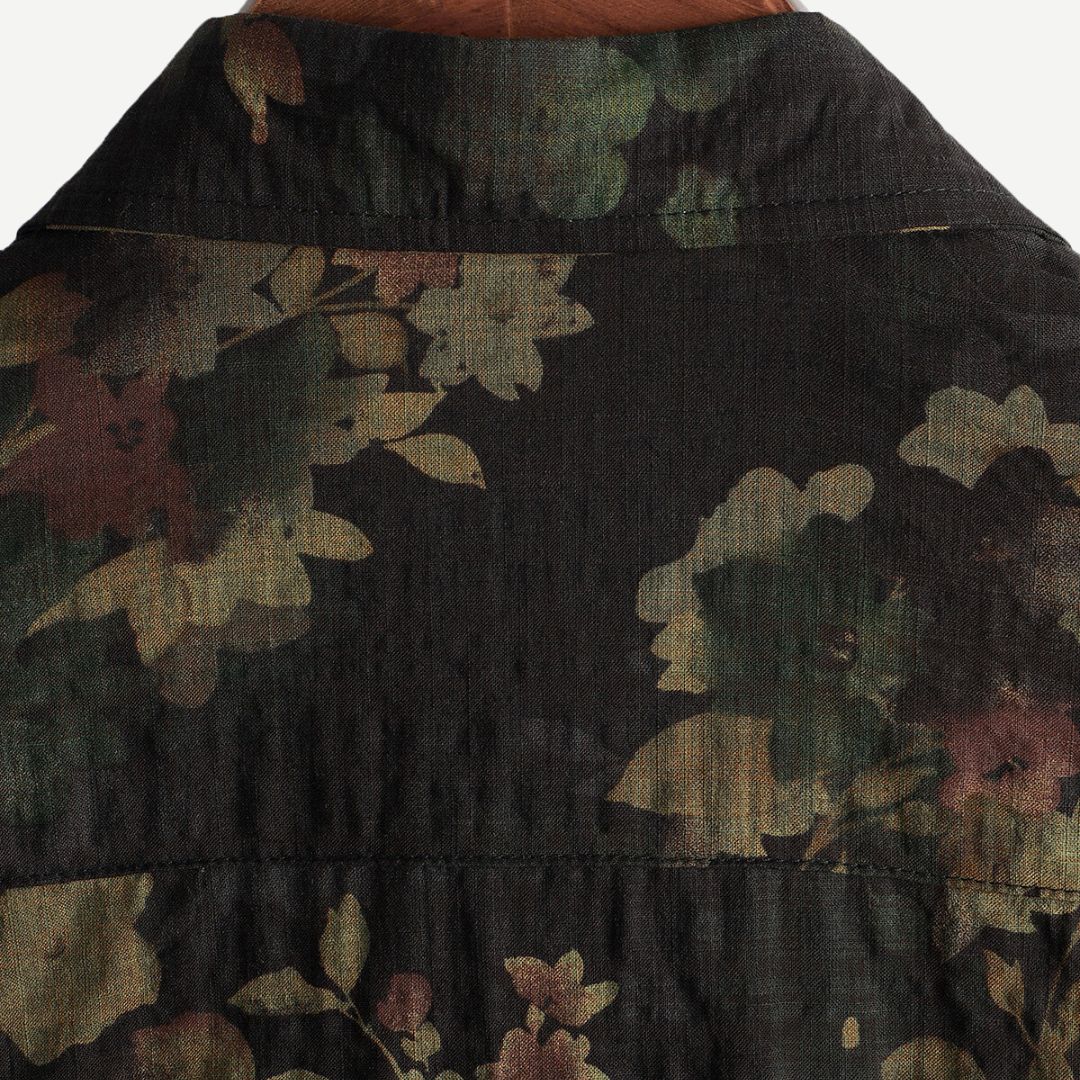 Dam T-shirt Vintage Blommönster Lättviktsmaterial 3