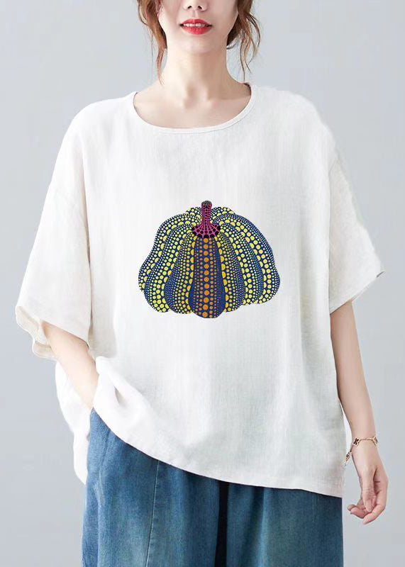 Dam T-shirt med O-hals Casual Stil 3