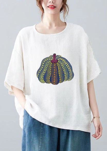 Dam T-shirt med O-hals Casual Stil 3
