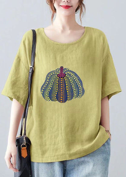Dam T-shirt med O-hals Casual Stil 4