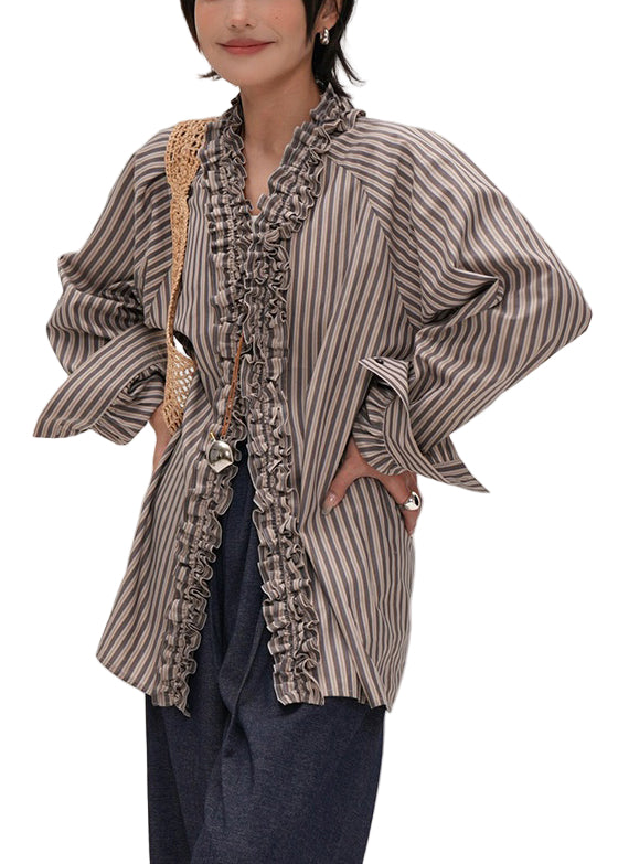 Dam T-shirt med V-ringning och Rynkor 0