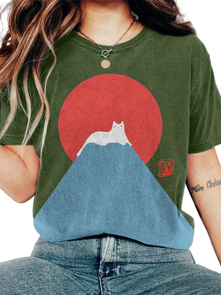 Dam T-shirt med japanskt bergsmotiv 0