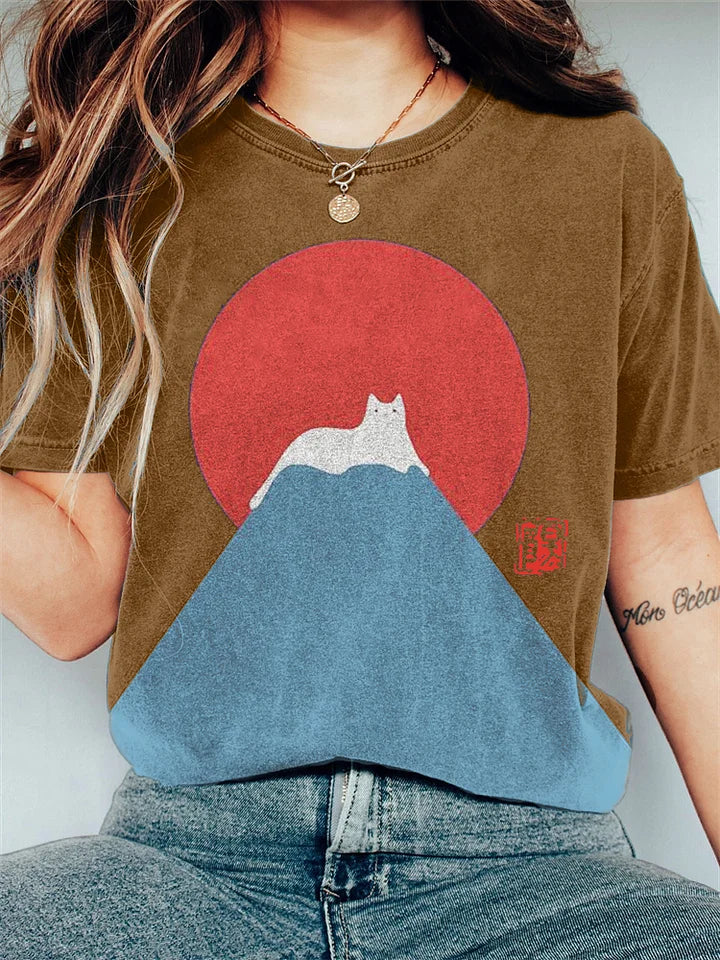Dam T-shirt med japanskt bergsmotiv 2