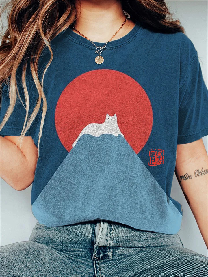 Dam T-shirt med japanskt bergsmotiv 3