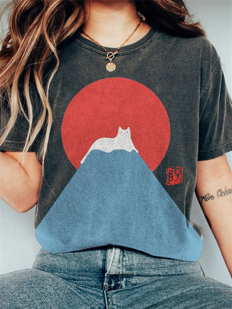 Dam T-shirt med japanskt bergsmotiv 4