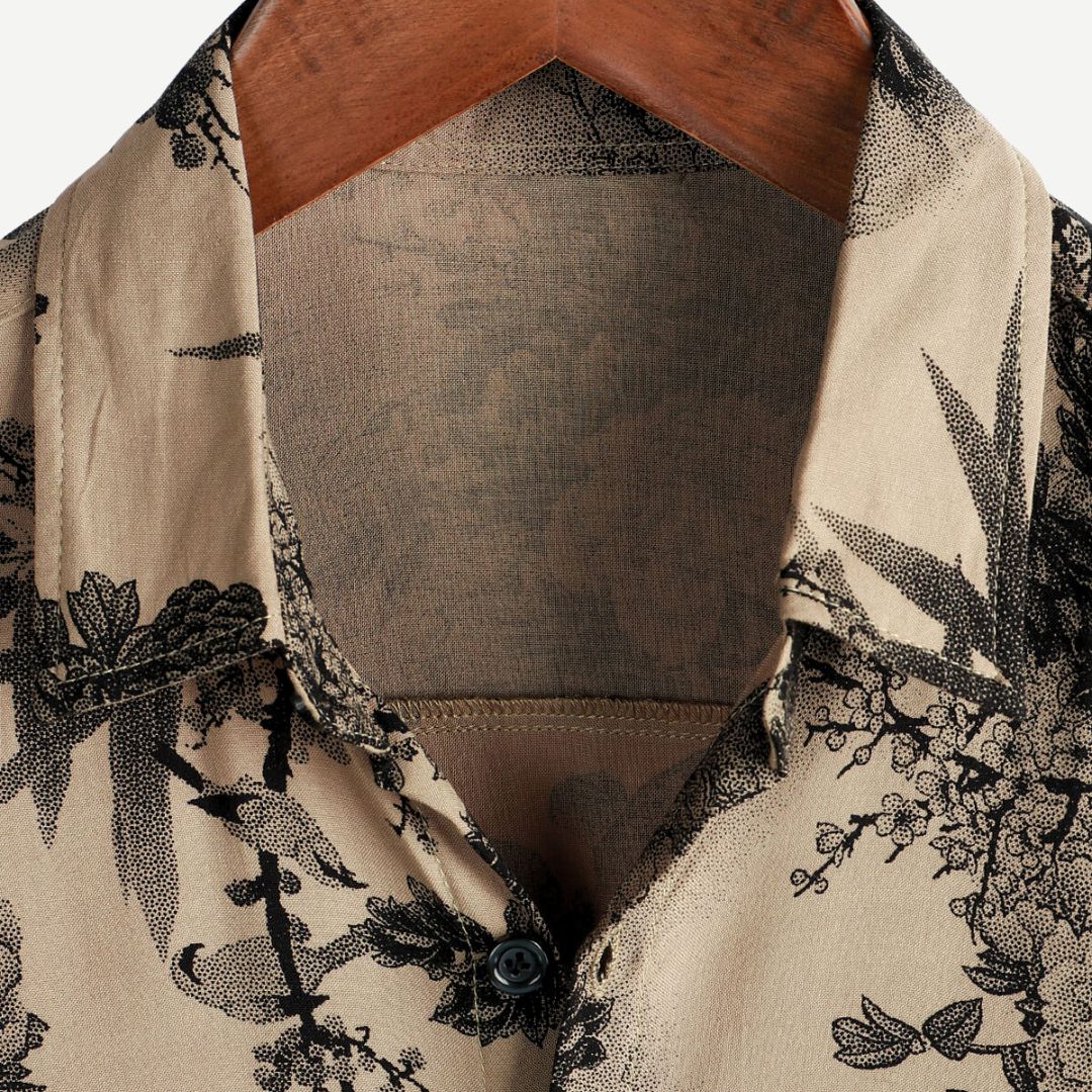 Dam T-shirt med kort ärm och blommönster i lätt material 2