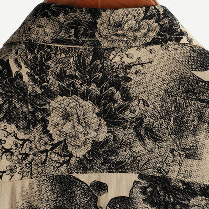 Dam T-shirt med kort ärm och blommönster i lätt material 3