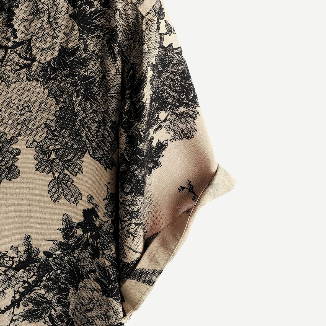 Dam T-shirt med kort ärm och blommönster i lätt material 5