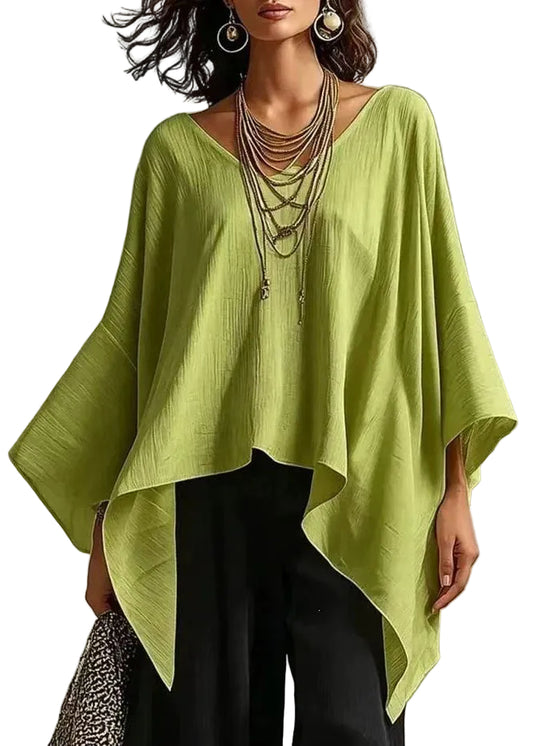 Dam Topp Asymmetrisk Casual Med Batwingärm 0