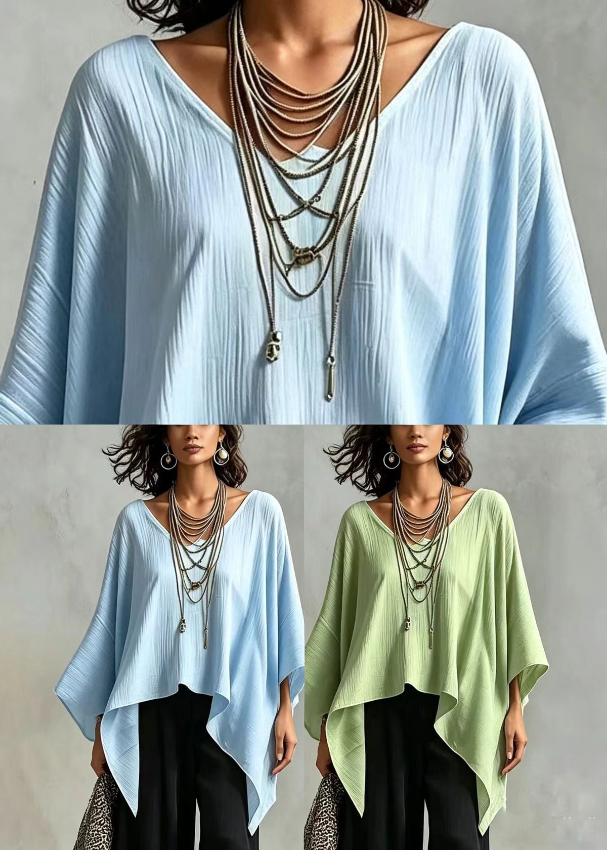 Dam Topp Asymmetrisk Casual Med Batwingärm 4