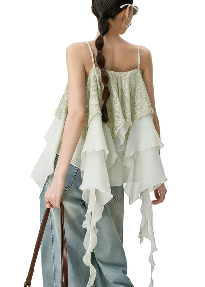 Dam Topp Asymmetrisk Layered Patchwork 0