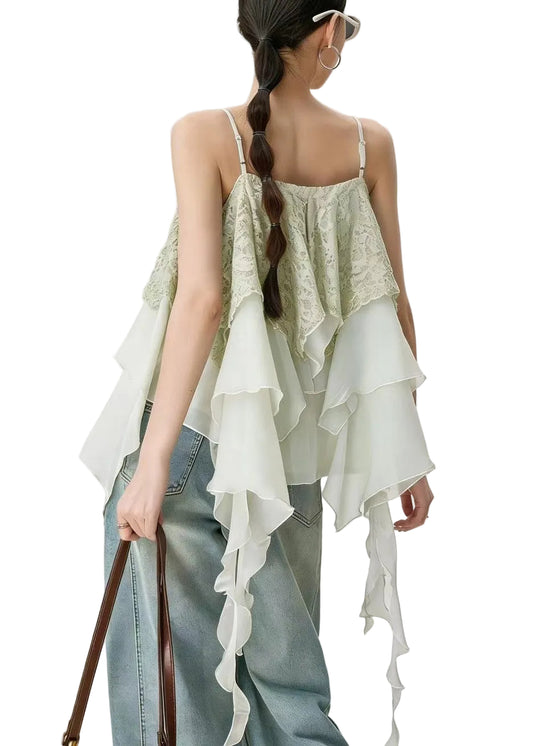 Dam Topp Asymmetrisk Layered Patchwork 0