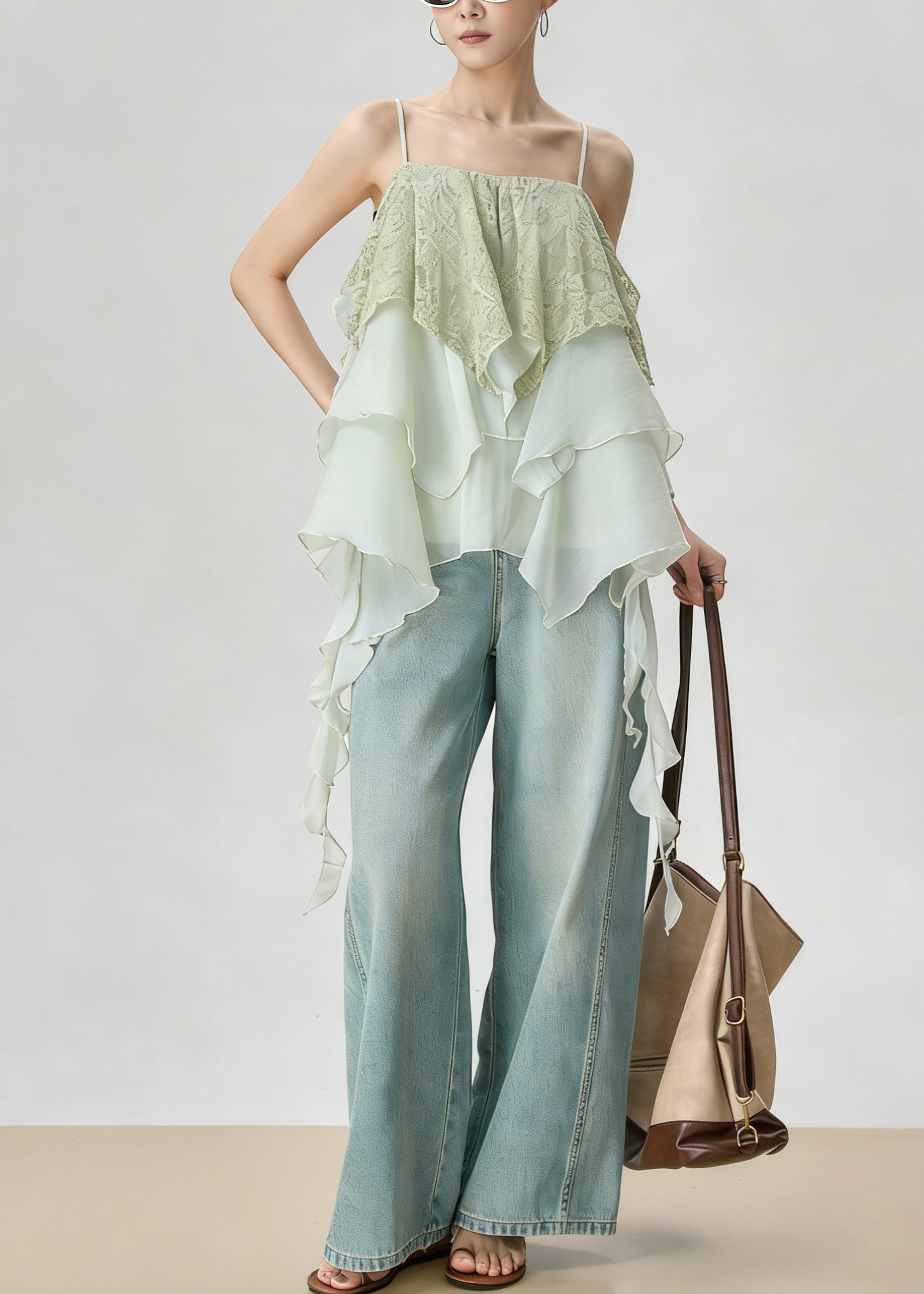 Dam Topp Asymmetrisk Layered Patchwork 2